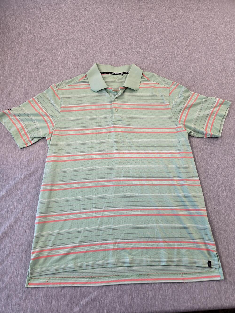 Ping Polo Shirt Mens Large Striped Jungle Road Golf Performance Embroidered